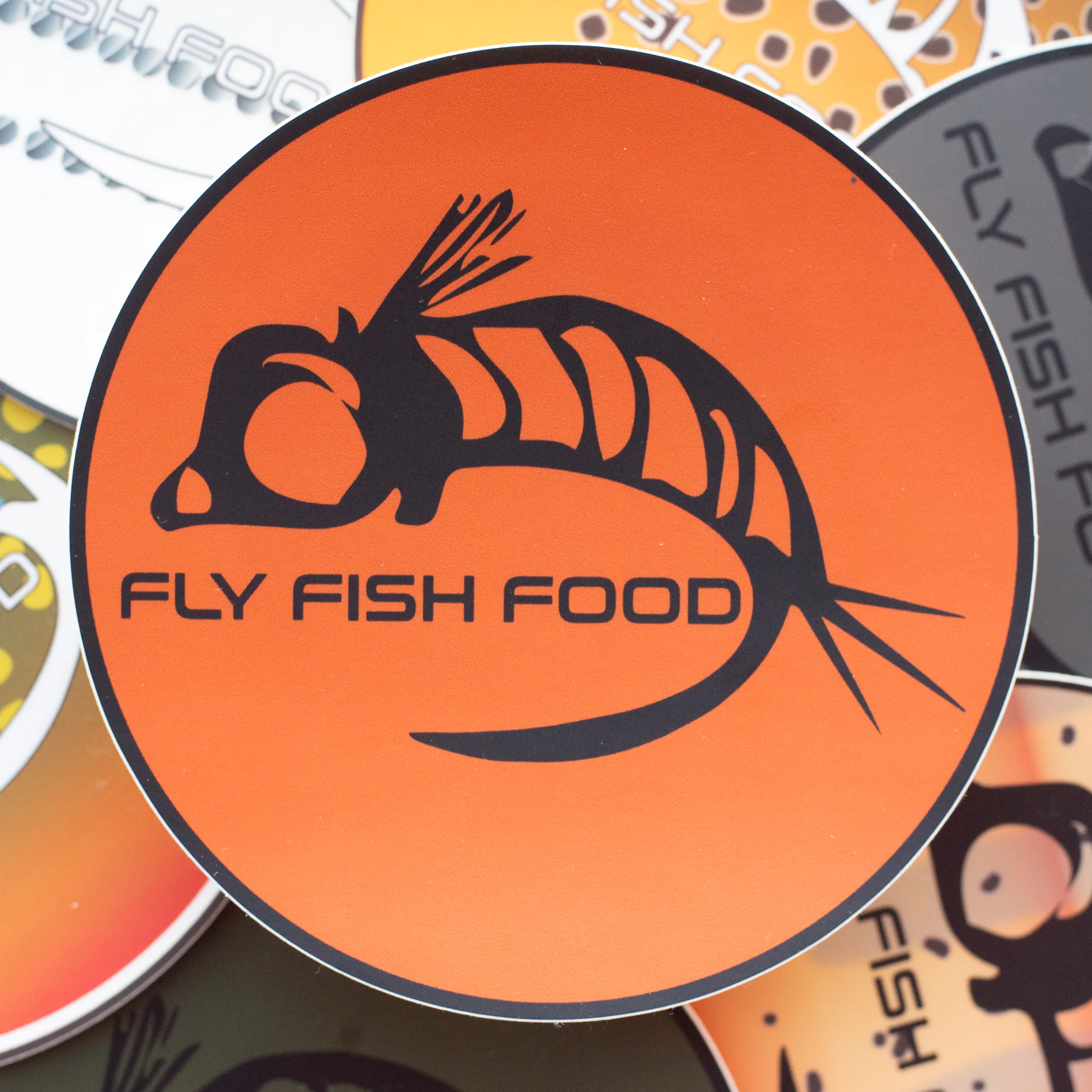 Fly Fish Food Sticker - Orange (5") - Image 2
