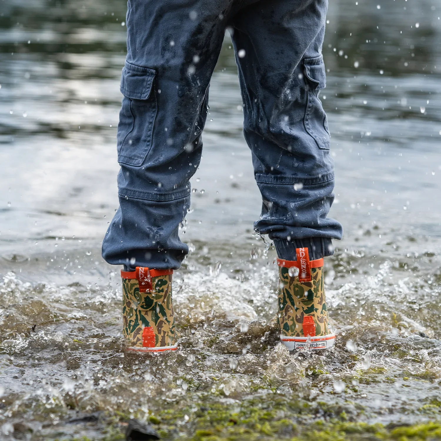 Grundens Kid's Guppy Rain Boot - Fish Camo - Image 7