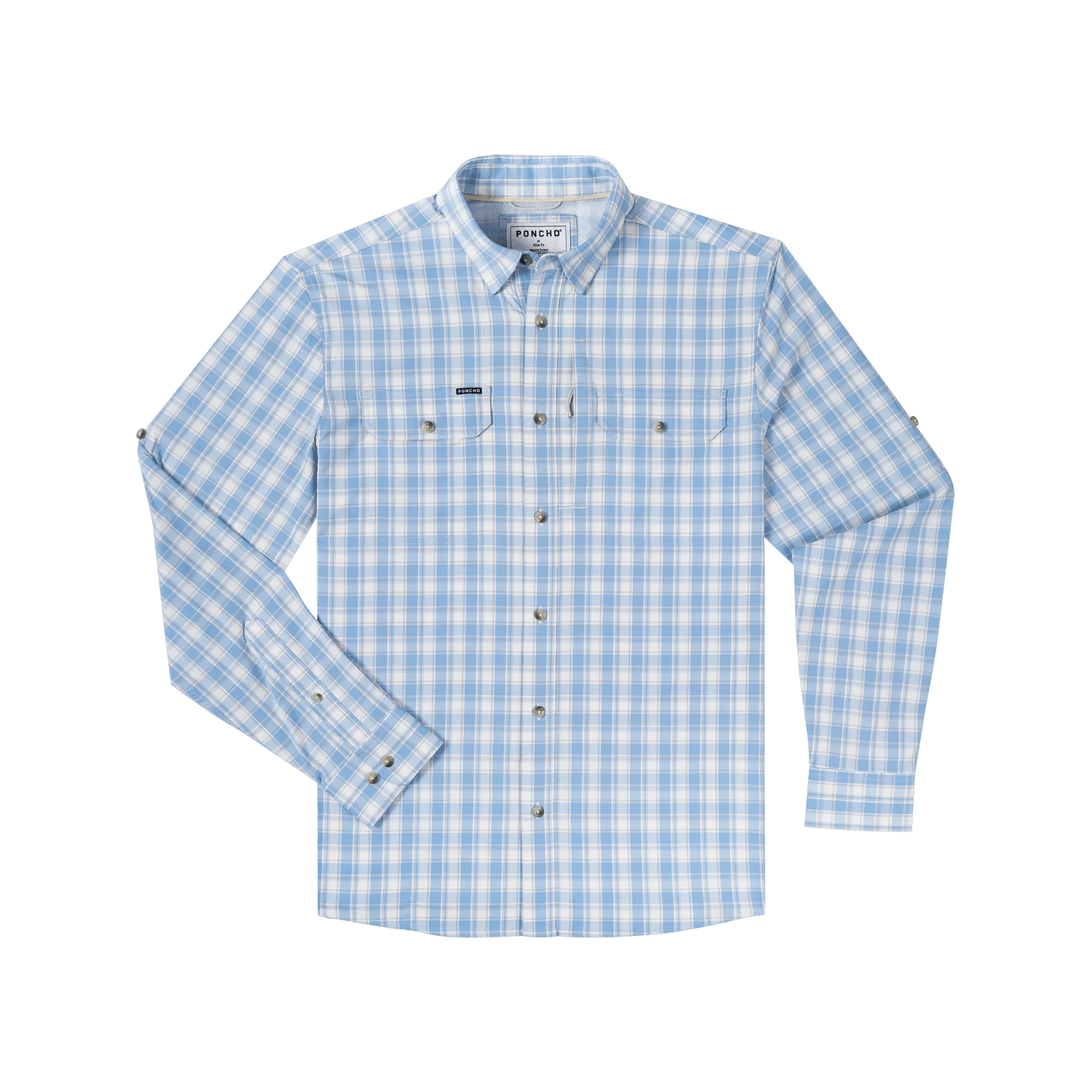 Poncho - The Snake River - Baby Blue and White Plaid - Image 2
